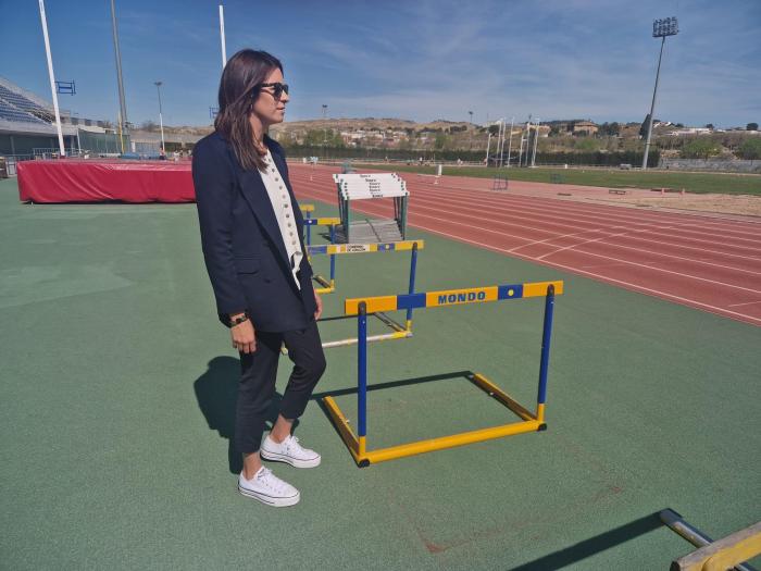 Cristina García, en las instalaciones del estadio Corona de Aragón.