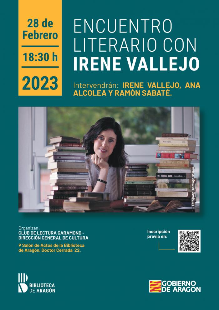 Encuentro literario con Irene Vallejo en la Biblioteca de Aragón, el 28 de febrero
