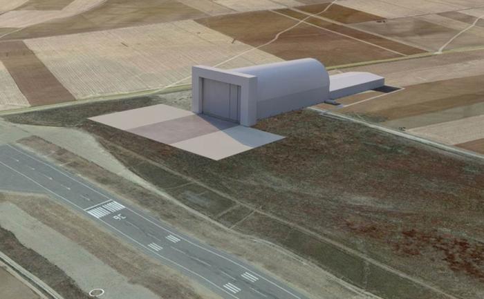 Imagen recreada del nuevo hangar para dirigibles estratosféricos.