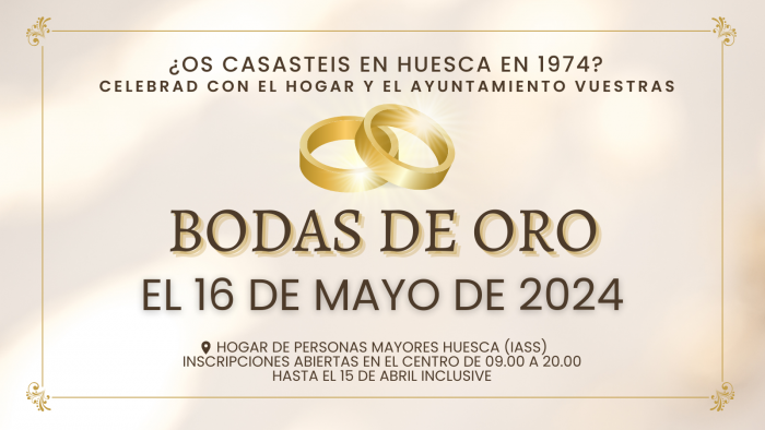 Imagen del artículo Hogar Huesca invita a la generación de matrimonios de 1974 a celebrar sus bodas de oro el 16 de mayo