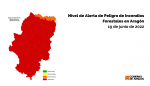 Mapa de prealerta por incendios forestales en Aragón