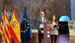 El director general de Cultura, Pedro Olloqui, y la presidenta de las Cortes de Aragón, Marta Fernández, han presentado hoy el proyecto expositivo 'Goya. Del museo al palacio'.