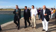 El ministro Planas y el presidente Lambán visitan los regadíos del sector VII de Monegros II