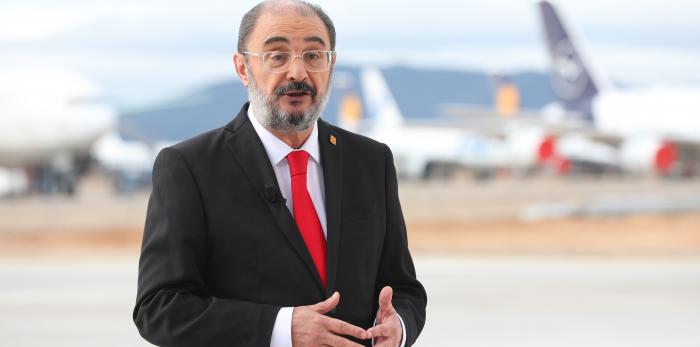 El Presidente de Aragón ha felicitado el año desde el aeropuerto de Teruel, provincia que es símbolo del éxito colectivo del autogobierno