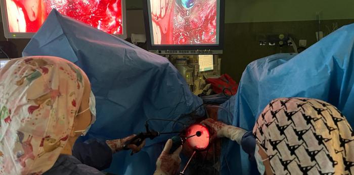 Las doctoras del Servicio de Ginecología del HUMS, Yasmina José y Marta Lamarca, realizan la primera histerectomía con la nueva técnica de asistencia laparoscópica vía vaginal