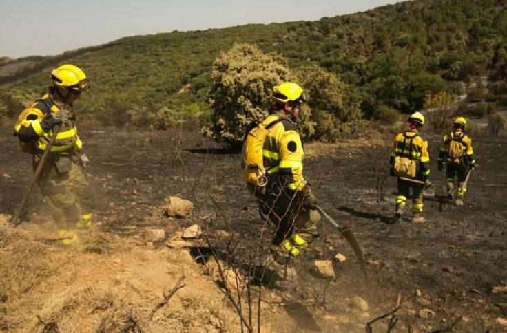 Efectivos del INFOAR en el incendio forestal de Añón de Moncayo