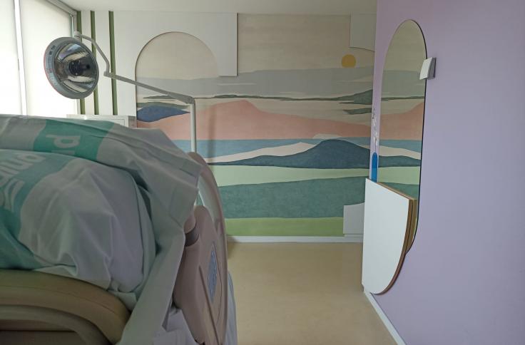 Intervención artística de Ruth Barranco en los paritorios del Hospital Clínico.