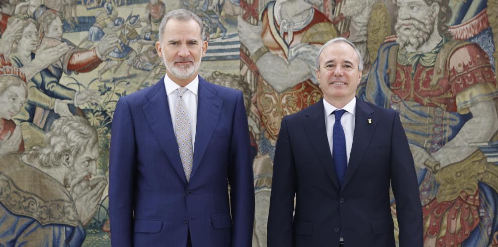 Felipe VI ha recibido este miércoles a Jorge Azcón en La Zarzuela.