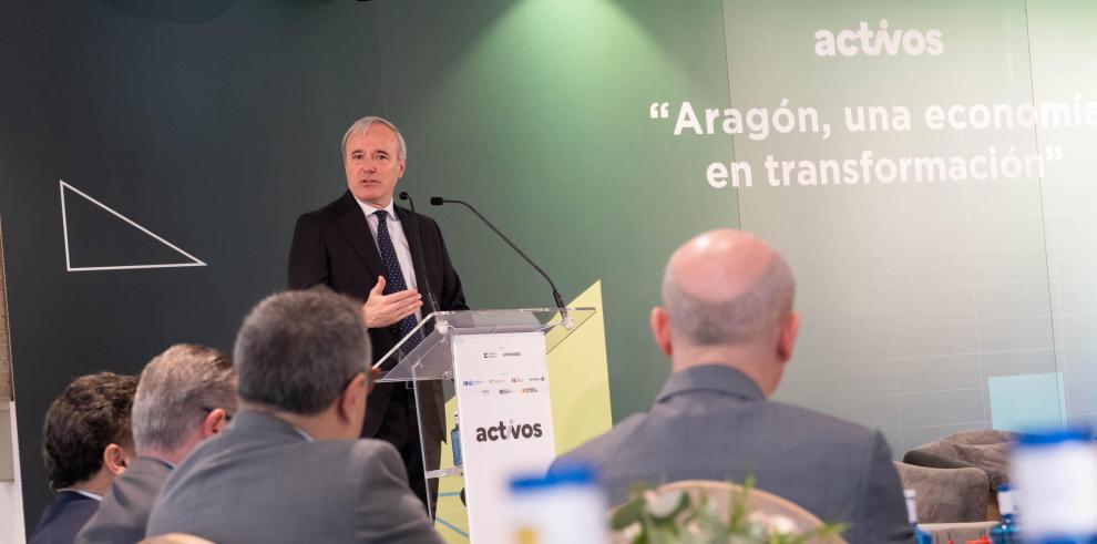 Jorge Azcón, durante el foro 'Aragón, una economía en transformación'.