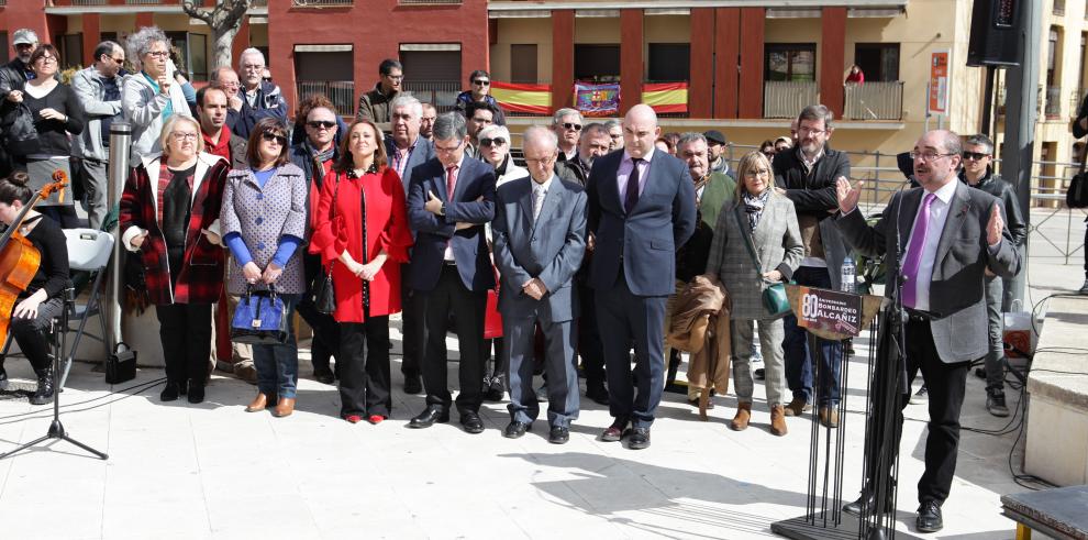 Lambán defiende el espíritu de reparación, verdad y justicia de la Ley de Memoria Democrática en el 80 aniversario del bombardeo de Alcañiz
