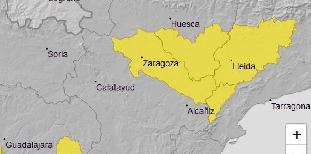 Aviso amarillo por temperaturas máximas en el sur de Huesca y la Ribera del Ebro