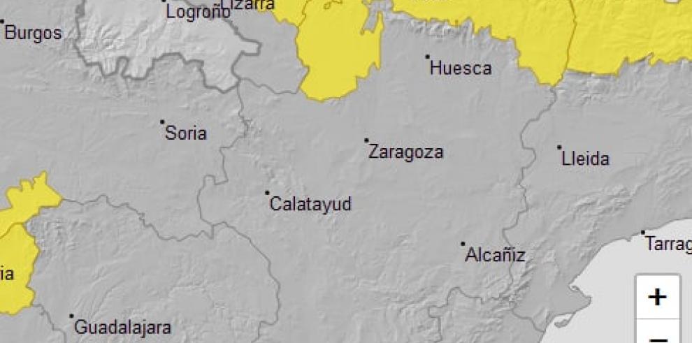 Aviso amarillo por lluvias en la provincia de Huesca, Cinco Villas, Ribera del Ebro y Bajo Aragón