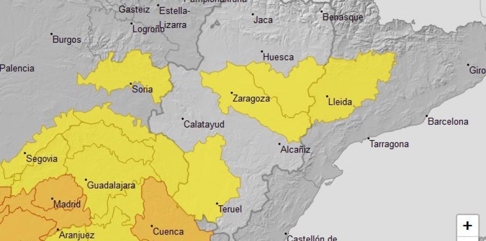 Aviso amarillo por temperaturas máximas en varios puntos de Aragón