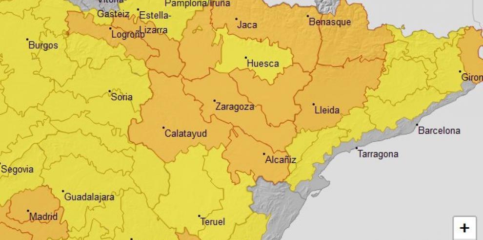 Aviso naranja por temperaturas máximas en buena parte de Aragón