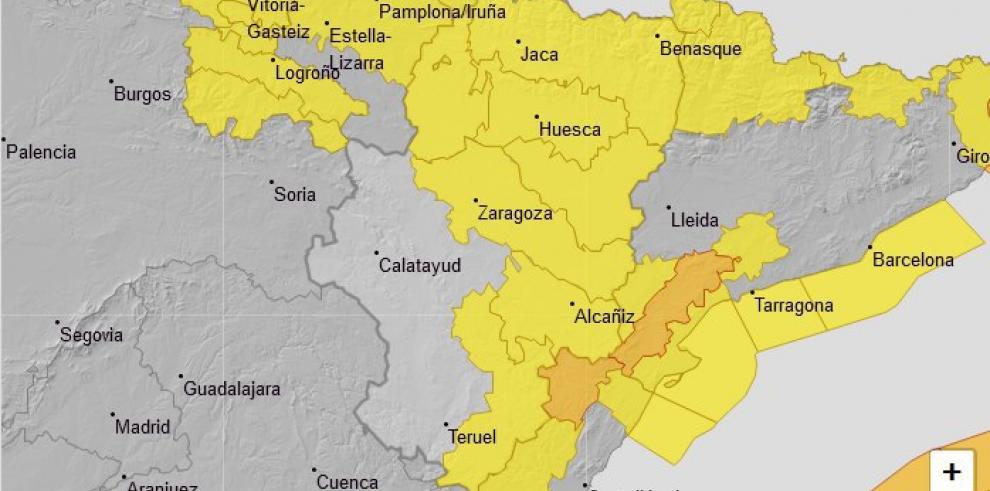 Ampliada la alerta por vientos en Gúdar y Maestrazgo, Pirineo oscense, Huesca, Cinco Villas y Ribera del Ebro