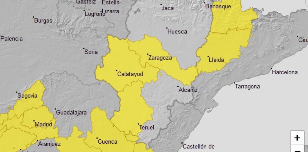 Aviso amarillo por altas temperaturas en varias zonas de Aragón