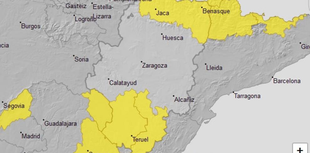 Aviso amarillo por temperaturas mínimas en Pirineo y varias zonas de Teruel