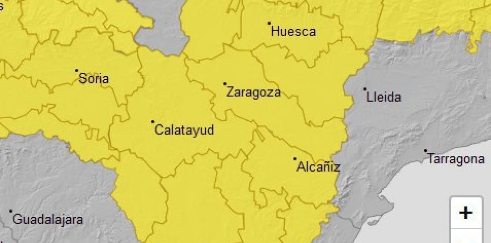 Ampliación aviso por lluvias y tormentas en todo Aragón 