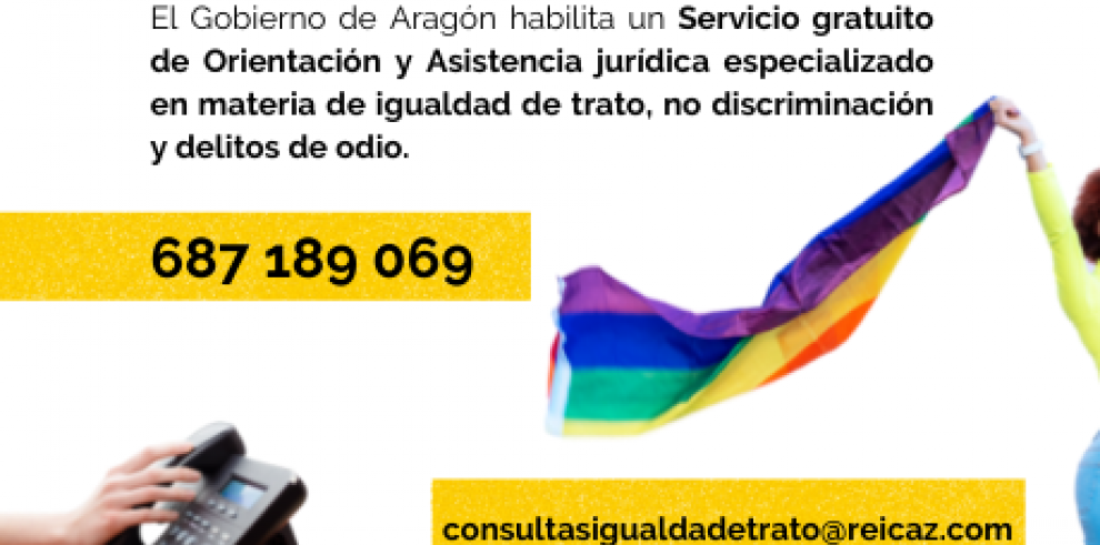 El Gobierno de Aragón habilita un teléfono gratuito para atender los delitos de odio por homofobia, orientación sexual o identidad de género