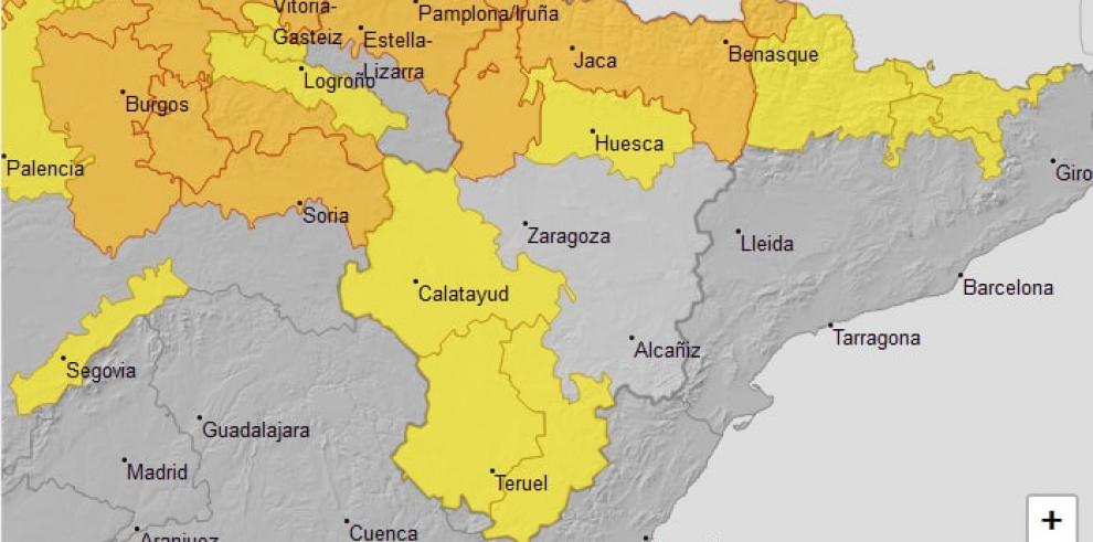 Alerta meteorológica por nevadas, vientos y temperaturas mínimas en diversas zonas de Aragón