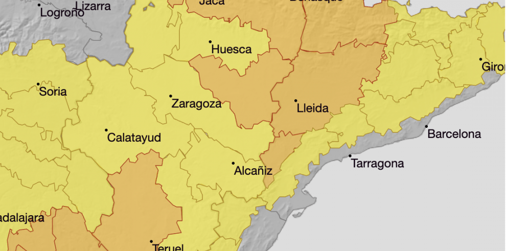 Avisos naranja y amarillo por altas temperaturas en Aragón