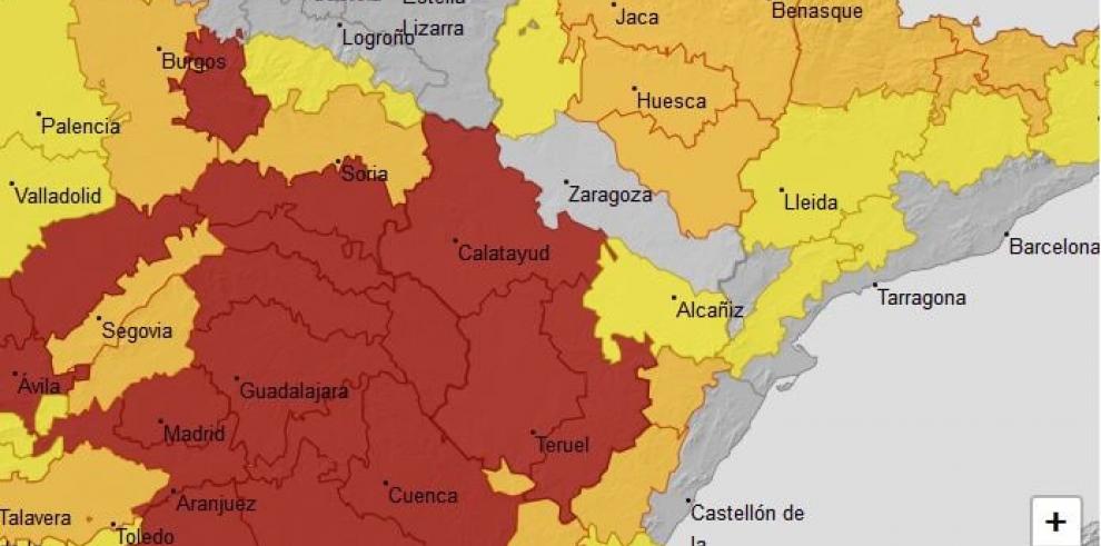 Aviso nivel rojo por temperaturas mínimas en Ibérica zaragozana, Albarracín y Jiloca