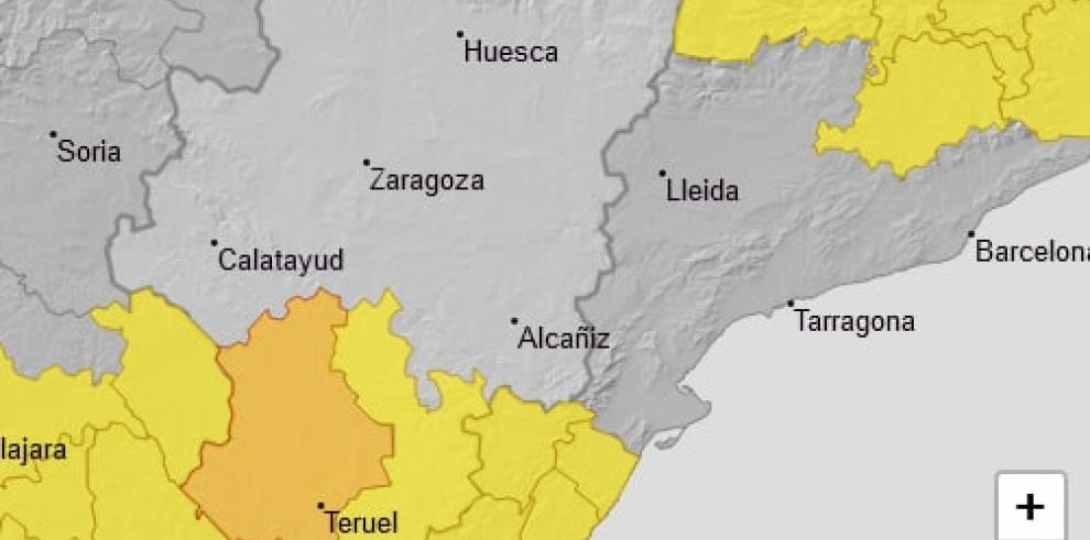 Aviso amarillo por lluvias y tormentas en Albarracín, Jiloca, Gúdar y Maestrazgo