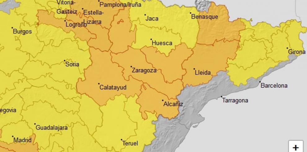 Aviso naranja por altas temperaturas en la ribera del Ebro, el sur de Huesca, Cinco Villas y Bajo Aragón