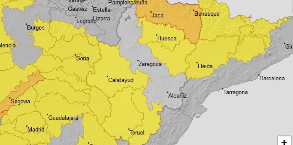 Aviso naranja en el Pirineo y amarillo en buena parte de Aragón por temperaturas mínimas