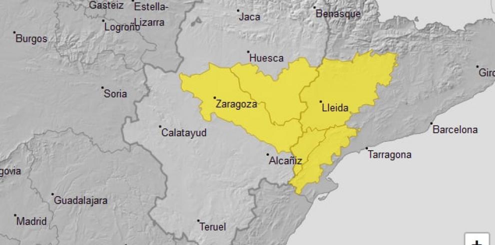 Aviso amarillo por temperaturas máximas en el sur de Huesca y ribera del Ebro