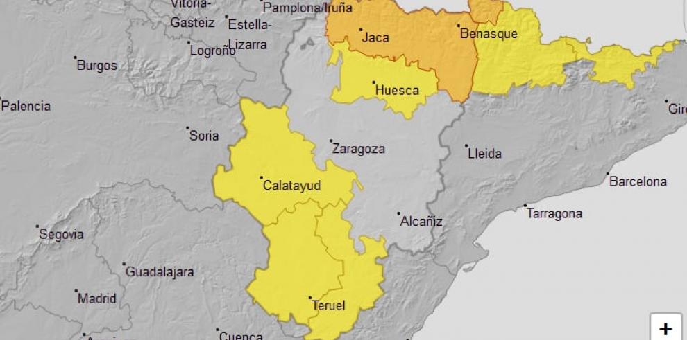 Ampliación de aviso naranja por nevadas y aviso amarillo por vientos y nevadas en diversas zonas de Aragón