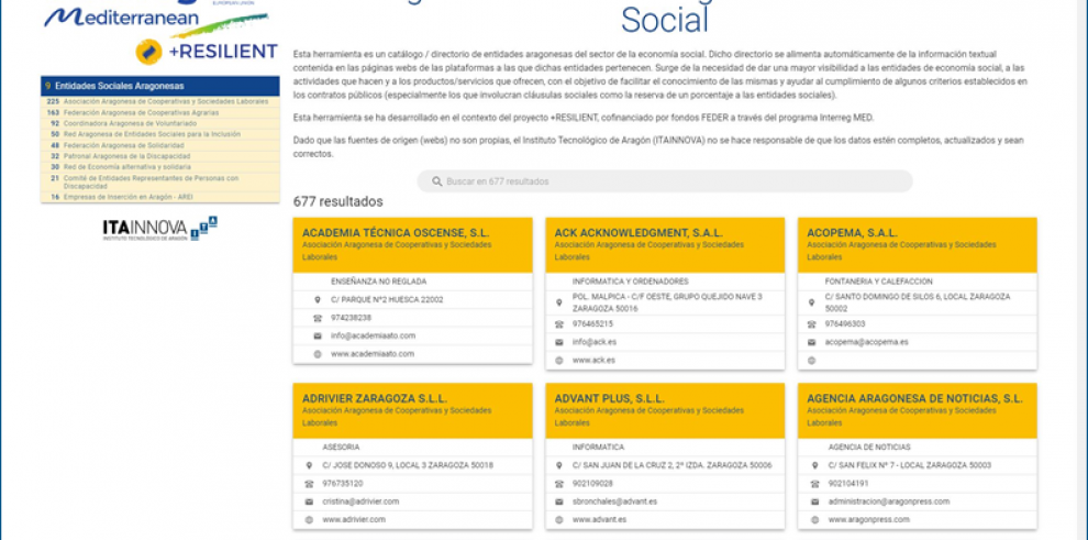 ITAINNOVA presenta “Catálogo de Entidades Aragonesas de Economía Social”