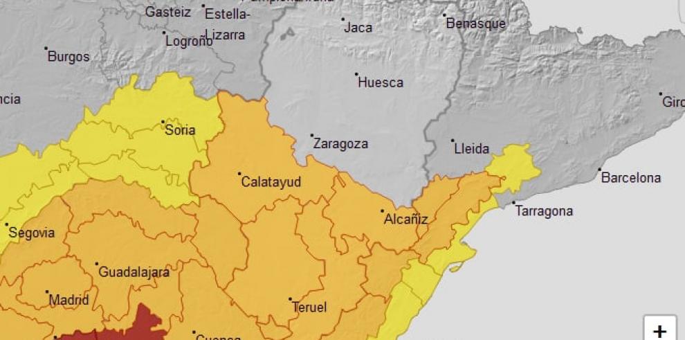 Actualización de aviso naranja por nevadas en la mitad sur de Aragón