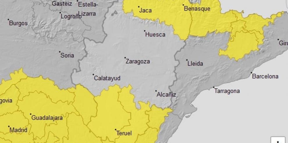 Aviso amarillo por lluvias y tormentas en Albarracín, Jiloca, Gúdar, Maestrazgo y Pirineo oscense