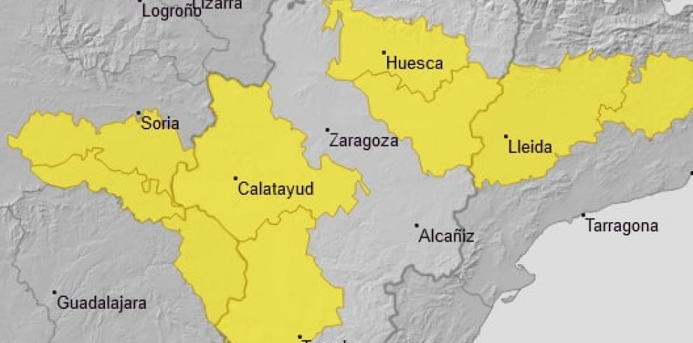Aviso amarillo por temperaturas mínimas en Huesca centro y sur, Albarracín, Jiloca e Ibérica zaragozana
