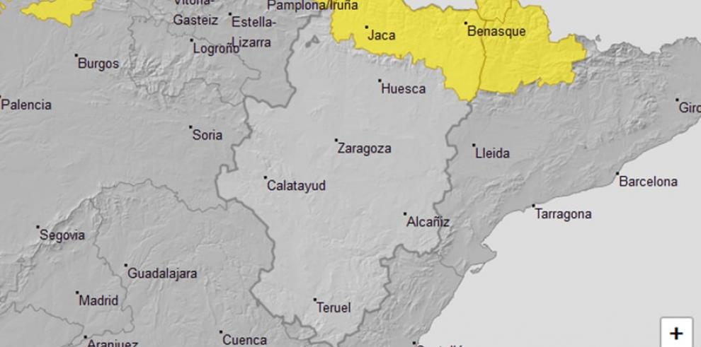 Aviso nivel amarillo por bajas temperaturas en el sur de Huesca y nevadas en el Pirineo
