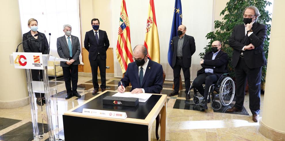  El Gobierno de Aragón suscribe junto a los agentes sociales una declaración institucional para buscar la mejora de la financiación