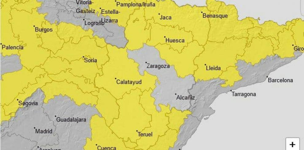 Aviso amarillo por temperaturas mínimas en las provincias de Huesca y Teruel y la Ibérica zaragozana