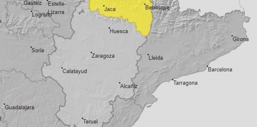 Aviso nivel amarillo por nevadas y por lluvias en Pirineo oscense