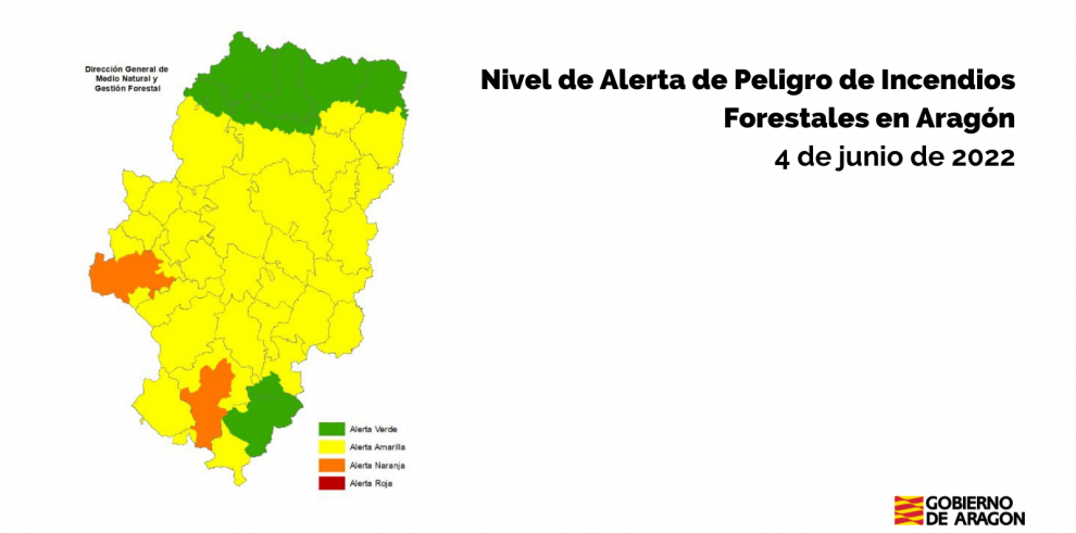 Nivel de alerta de Peligro de Incendios Forestales en Aragón
