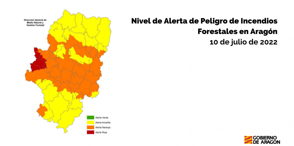Nivel de alerta de Peligro de Incendios Forestales en Aragón