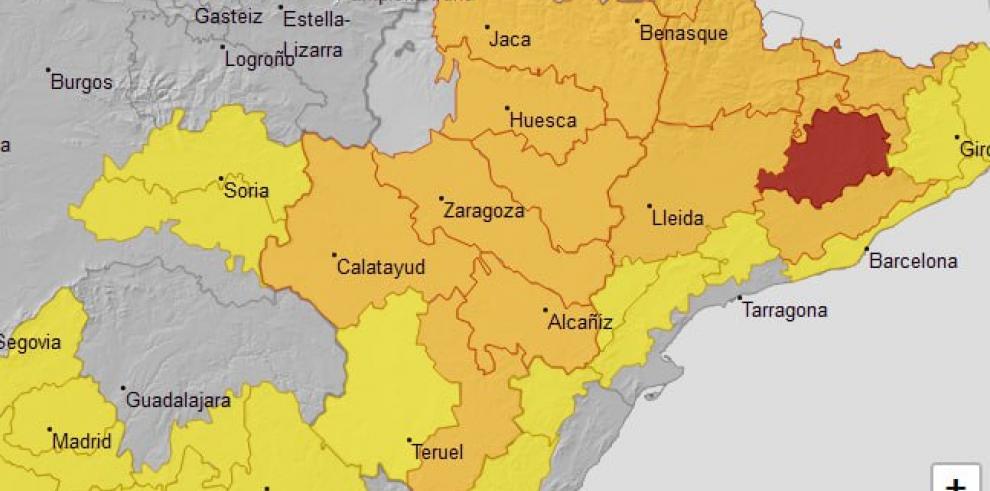 Aviso naranja por lluvias y tormentas en varios puntos de Aragón