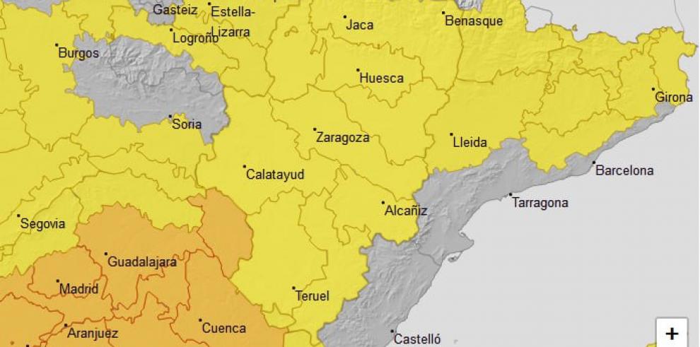 Ampliación del aviso amarillo por temperaturas máximas a todo Aragón