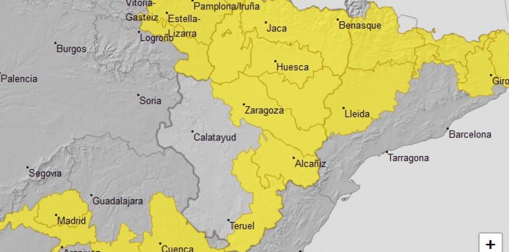 El aviso amarillo por tormentas y altas temperaturas afecta a muchas zonas de Aragón.