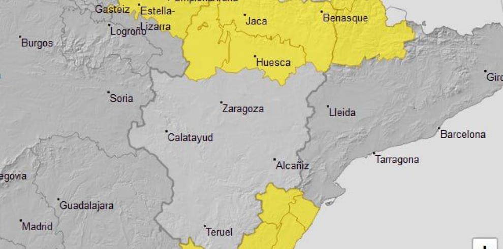Ampliado el aviso amarillo por lluvias y tormentas en el Pirineo oscense, Huesca Centro y Cinco Villas