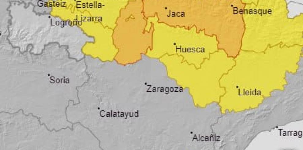 Ampliado el aviso amarillo por lluvias y tormentas a la zona sur de Huesca para hoy domingo