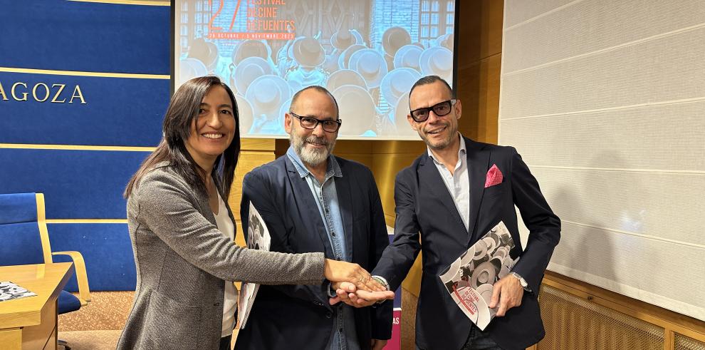Pedro Olloqui, José Antonio Aguilar y Cristina Palacín han presentado hoy la 27 edición del Festival de Cine de Fuentes.