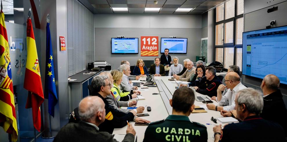 Reunión del CECOP este miércoles en el centro de emergencias 112 Aragón.