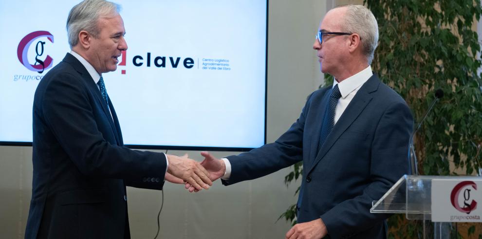 El presidente de Aragón, Jorge Azcón, y el CEO del Grupo Costa, Jorge Costa, durante la presentación del Proyecto CLAVE.
